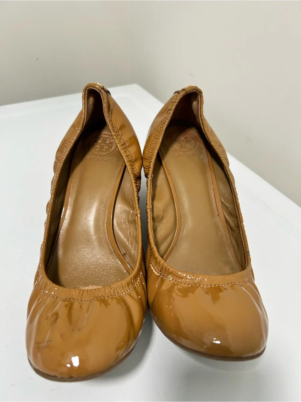 Tory Burch Eddie Ballet Wedge Tan Camel Size 11 M
